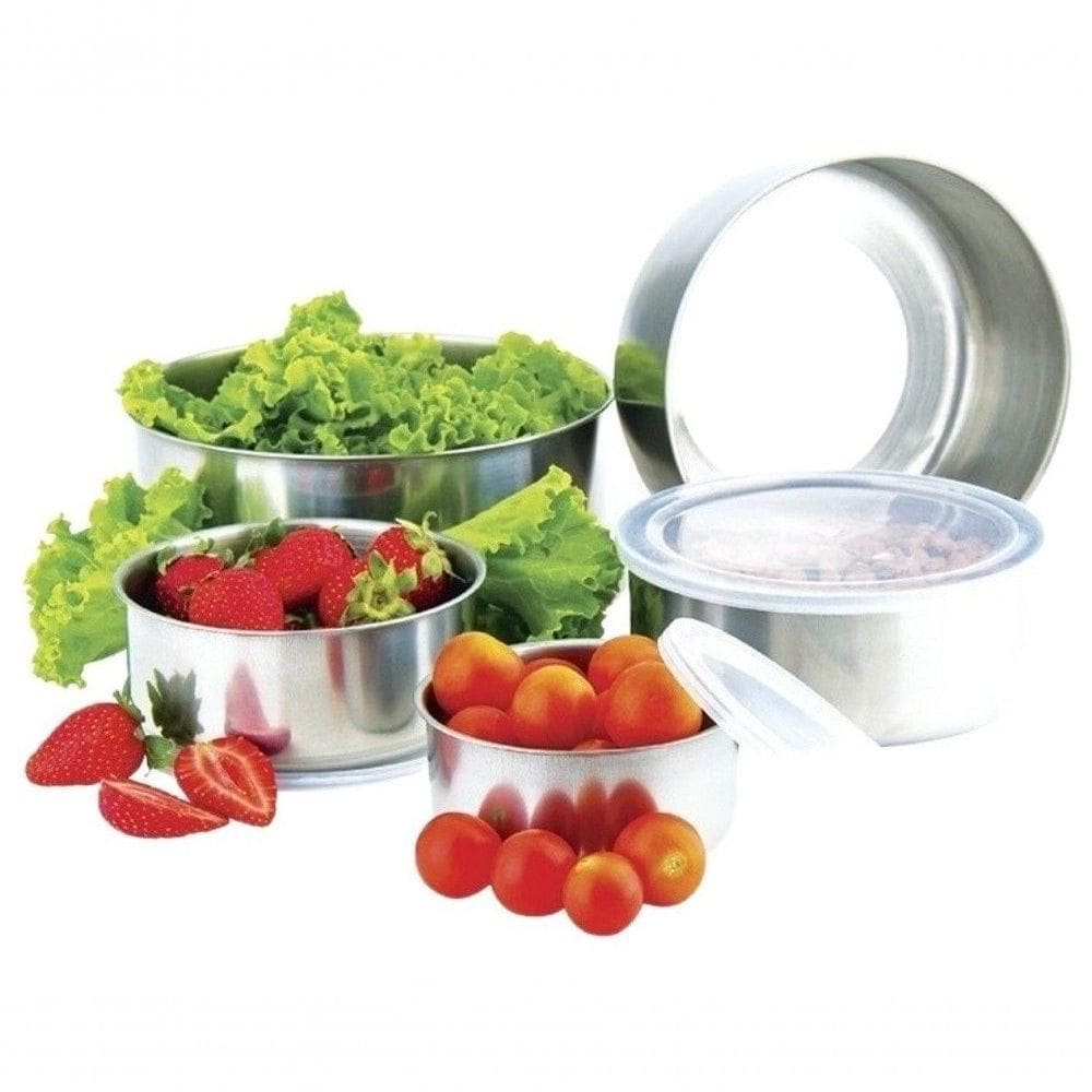 Conjunto Potes Para Alimentos Aço Inox Com Tampa Resistente Jogo De Tigelas 5