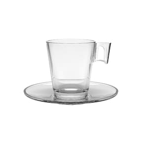 Xícara De Café De Vidro Com Pires Transparente Em Casa Tem 80ml
