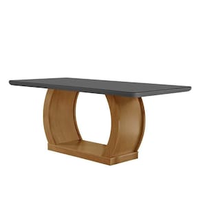 Mesa De Sala Jantar Jade C-tampo Vidro Canto Curvo 180x90cm Imbuia-grafite Rufato