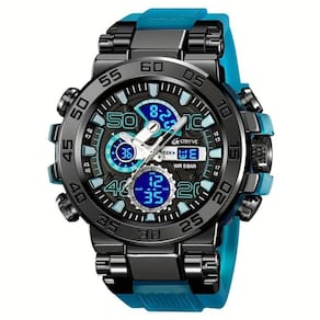 Relógio Digital Resistente à água 50m Duplo Display Alarme Azul Claro