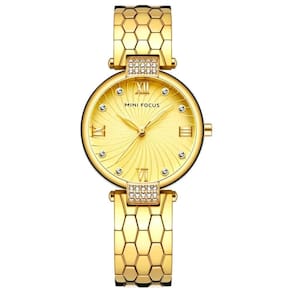 Relógio De Quartzo Feminino Strass Embutidos Em Aço Inoxidável Impermeavel Dourado