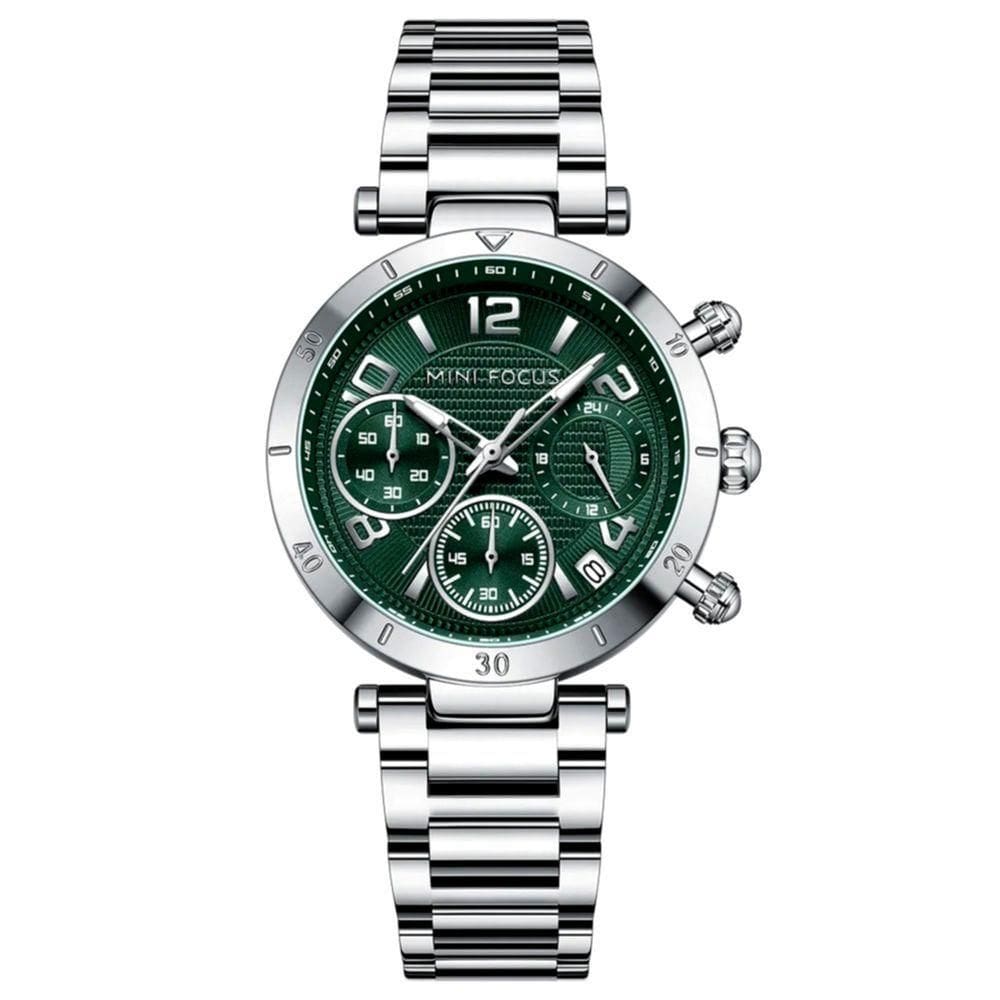 Relógio De Quartzo Feminino Minimalista Com Strass Movimento De Quartzo Verde