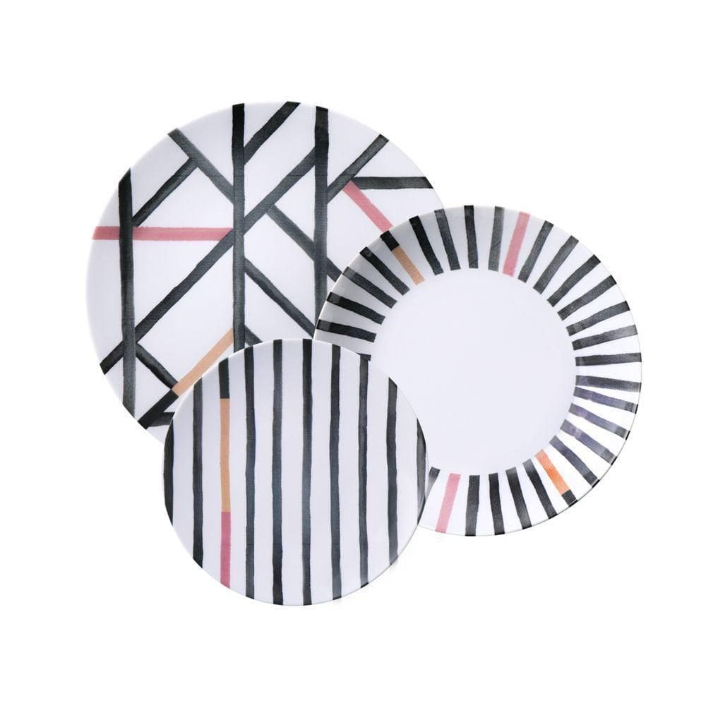 Jogo De Pratos Tramontina Street Em Porcelana Decorada 12 Peças