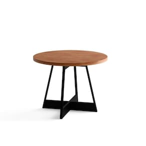 Mesa De Sala Jantar átria 1594 Redonda Aço C-tampo Redondo 100cm Nogal-preto-preto Carraro