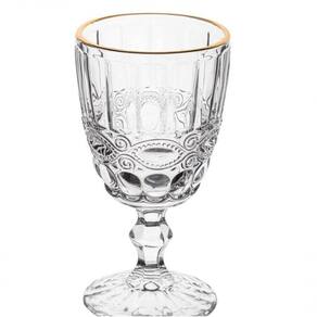 Jogo 8 Taças De Vidro Libelula Fio De Ouro 340ml - Lyor
