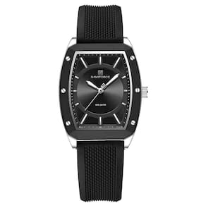 Relógio De Quartzo Para Mulheres Design Tonneau Esportivo Simples Preto