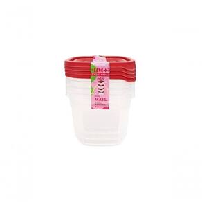 Kit 4 Potes Linha Mais 530ml Vermelho Escuro