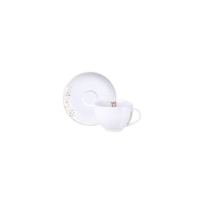 Conjunto Xícara E Pires De Chá Tramontina Artemis Em Porcelana Decorada 250 Ml 2 Peças