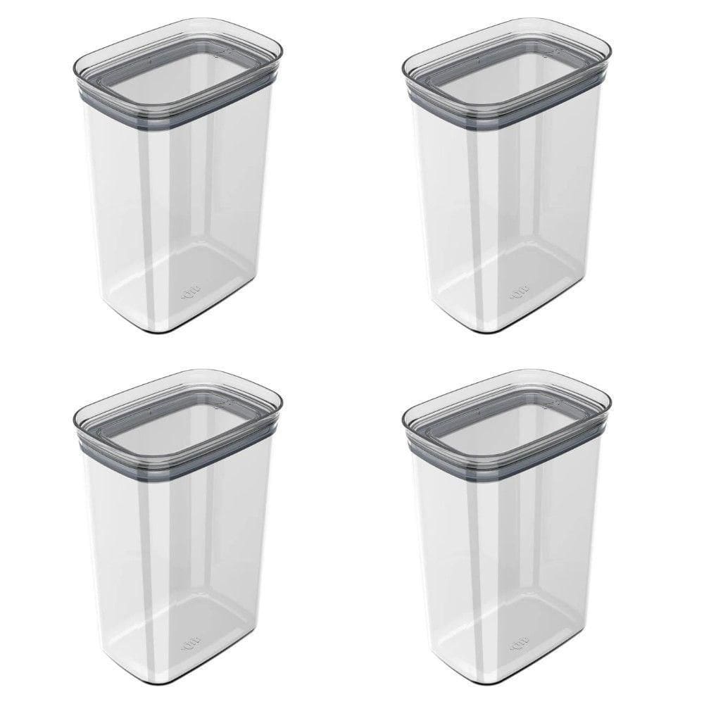 Conjunto De Potes Herméticos 2,3 L 4 Peças Block Retangular Transparente Ou