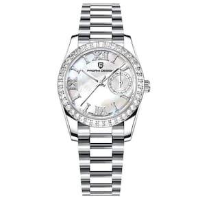 Relógio Feminino Mostrador Em Numero Romanos Com Strass Movimento De Quartzo Branco