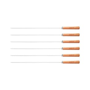 Conjunto De Espetinhos Tramontina 6 Peças Aço Inox Com Cabo De Madeira 50 Cm