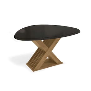 Mesa De Sala Jantar Graviola + Tampo Com Vidro 135x105cm Freijó preto Fosco