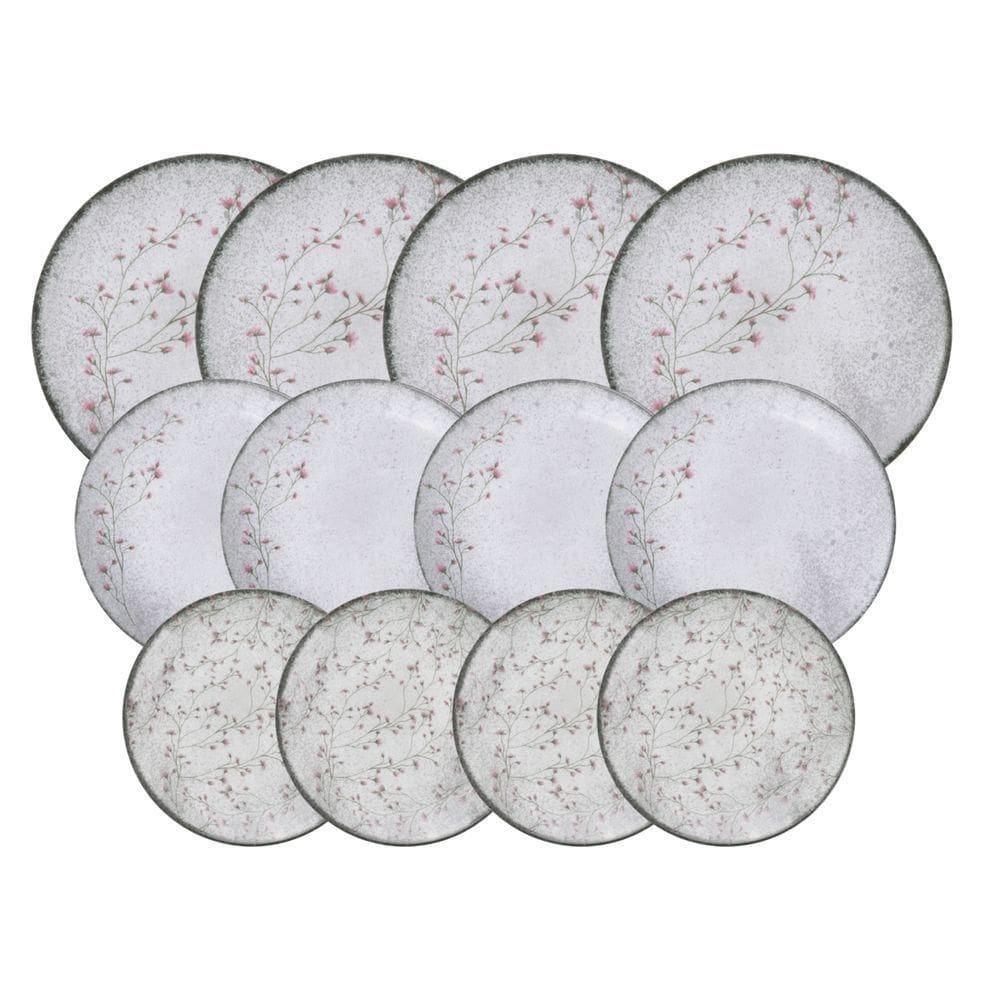 Jogo De Pratos Tramontina Floralis Em Porcelana Decorada 12 Peças