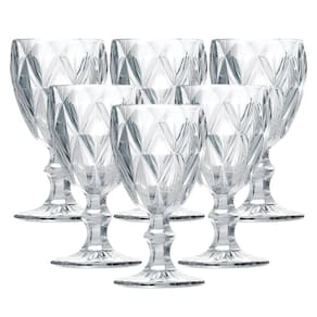 Jogo 6 Taças Vinho E água Vidro Diamond Transparente 340ml - Vivaflor Decor