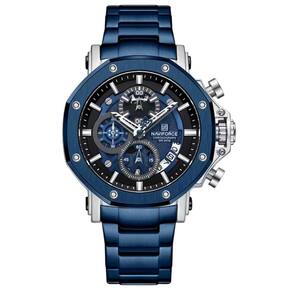 Relógio De Quartzo De Aço Inoxidável Masculino Impermeável Luminoso Esportivo Azul