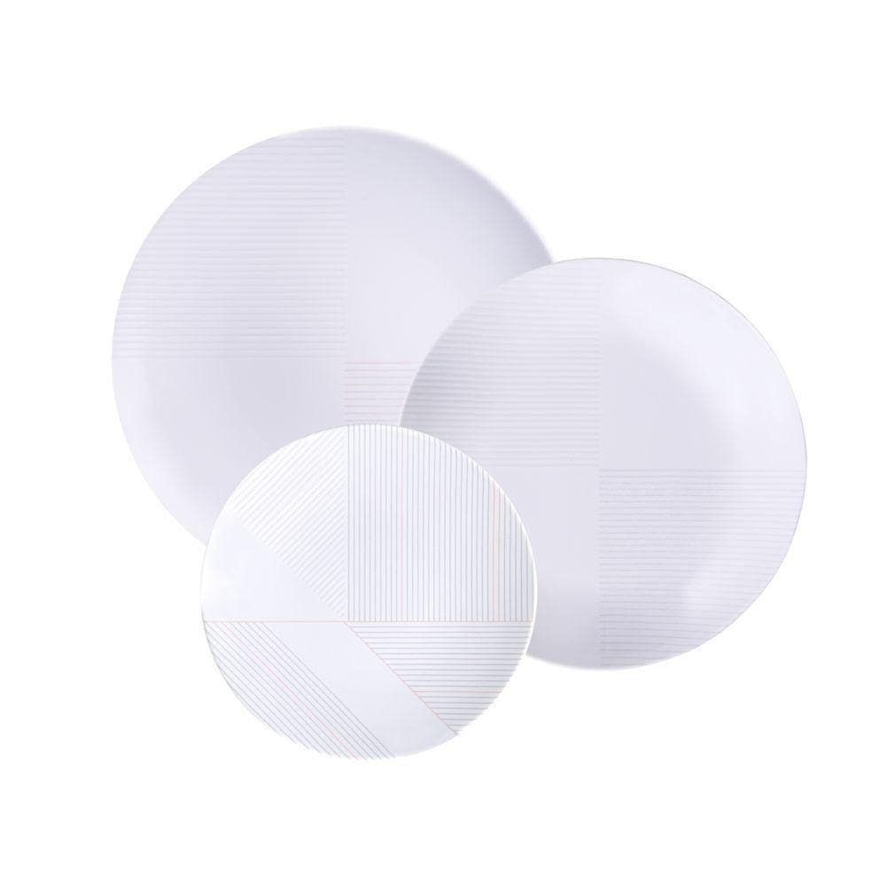 Jogo De Pratos Tramontina Grid Em Porcelana Decorada 12 Peças