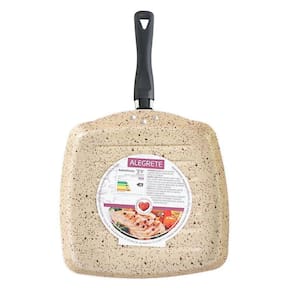 Frigideira Grill Alumínio Antiaderente 24 Cm Quadrada Cor Bege Stone Cozinha Fácil Com Elegância