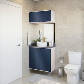 Conjunto Para Banheiro Com Basculante Kappesberg Celeste 2 Peças Branco/azul 80cm