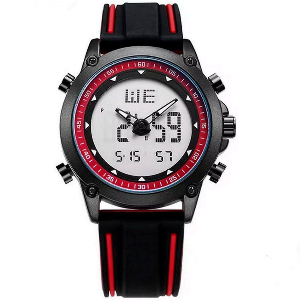 Relógio Esportivo Masculino Quartzo Digital Duplo Movimento á Prova D`água Vermelho