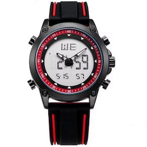 Relógio Esportivo Masculino Quartzo Digital Duplo Movimento á Prova D`água Vermelho