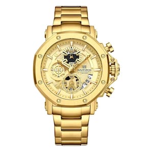 Relógio De Quartzo De Aço Inoxidável Masculino Impermeável Luminoso Esportivo Dourado