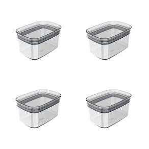 Conjunto De Potes Herméticos 650 Ml 4 Peças Block Retangular Transparente Ou