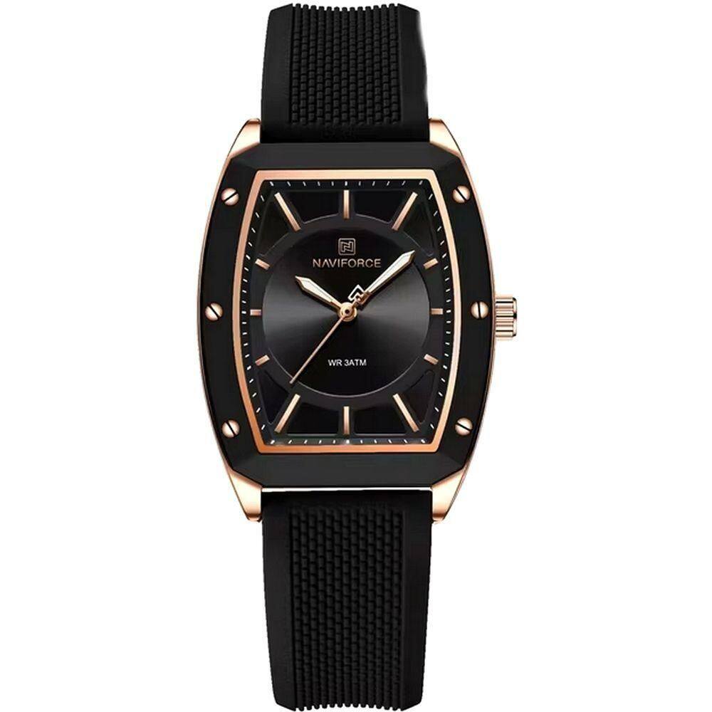 Relógio De Quartzo Para Mulheres Design Tonneau Esportivo Simples Preto Dourado