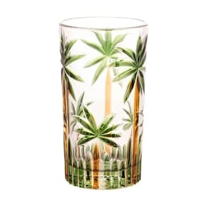 Copo Alto Cristal Palm Tree Handpaint Wolff 360ml