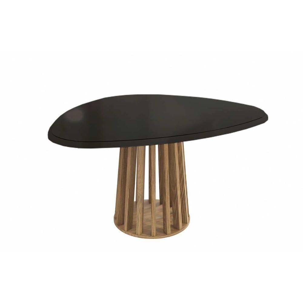 Mesa De Sala Jantar Lavanda + Tampo Com Vidro 135x105cm Nogueira preto Fosco
