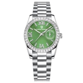 Relógio Feminino Mostrador Em Numero Romanos Com Strass Movimento De Quartzo Verde