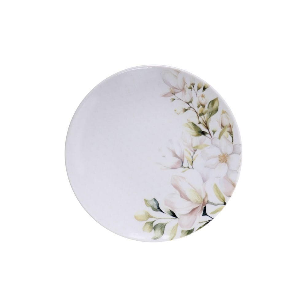 Prato Sobremesa Tramontina Magnólia Em Porcelana Decorada 21 Cm