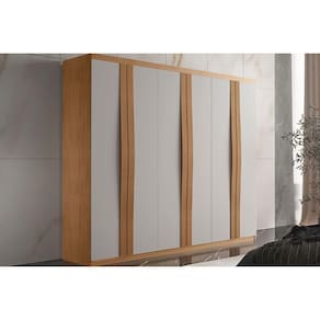 Guarda Roupa Casal 6 Portas E 2 Gavetas Grécia Naturale-off White Rufato