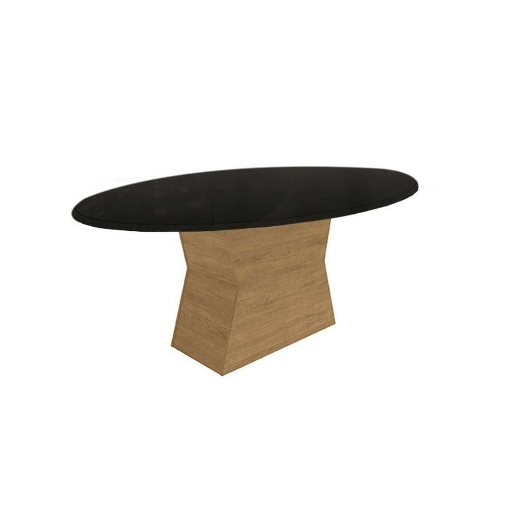 Mesa De Sala Jantar Tilia + Tampo Com Vidro 180x105cm Freijó preto Fosco