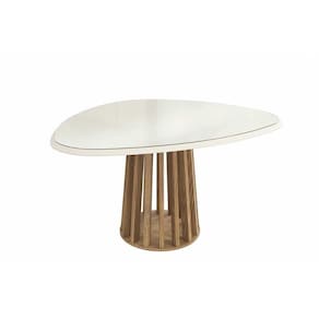 Mesa De Sala Jantar Lavanda + Tampo Com Vidro 135x105cm Nogueira off White