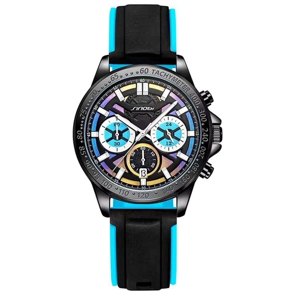 Relógio De Quartzo Masculino Impermeável Esportivo Com Pulseira De Silicone Impermeavel Azul