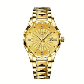 Relógio De Quartzo De Luxo Lige Para Homens & Mulheres - Pulseira De Aço Inoxidável Dourado
