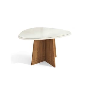 Mesa De Sala Jantar Lótus + Tampo Com Vidro 135x105cm Freijó off White