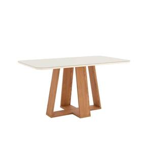 Mesa De Sala Jantar Lins Sc92 Com tampo Vidro Curvo 160x90cm Nature off White