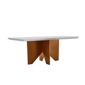Mesa De Sala Jantar Nevada C-tampo Canto Reto 120x80cm Imbuia-off White Rufato