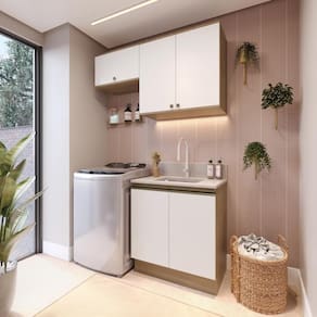 Lavanderia Modulada Kappesberg Celeste 3 Peças Nogueira/branco 140cm