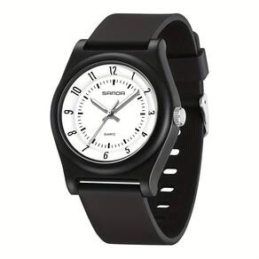 Relógio De Quartzo Elegante Sanda Ultrafino, Display Analógico Preto Branco