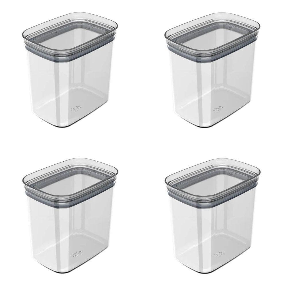 Conjunto De Potes Herméticos 1,5 L 4 Peças Block Retangular Transparente Ou