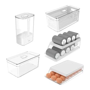 Kit Organizador De Geladeira Clear Fresh 5 Peças Transparente Ou
