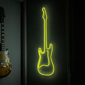 Painel Luminoso Criativo GUITARRA - Neon LED - AMARELO