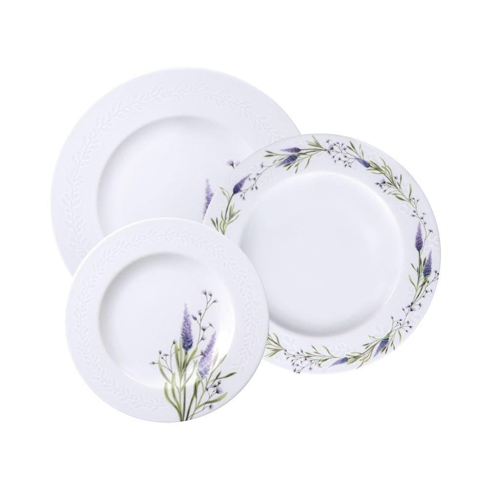 Jogo De Pratos Tramontina Lilla Em Porcelana Decorada 12 Peças