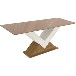 Mesa De Sala Jantar Amora + Tampo Com Vidro 160x90cm Freijó bronze