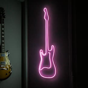 Painel Luminoso Criativo GUITARRA - Neon LED - ROSA