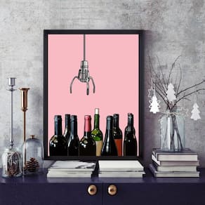 Quadro Divertido Vinho - Máquina 33X24Cm - Com Vidro