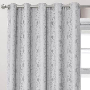 Cortina Dalia Jacquard Estampado Floral 2,00m X 1,70m Sala Quarto Varão 2m - Cinza