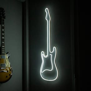 Painel Luminoso Criativo GUITARRA - Neon LED - BRANCO FRIO